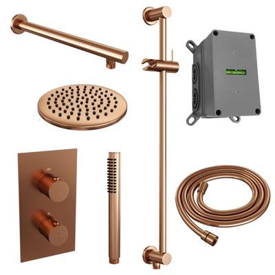 Inbouw Regendouche Set Brauer Copper Edition Wanduitloop Ronde Hoofddouche 20 cm Met Glijstang Koper Brauer