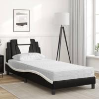 Bed met matras kunstleer zwart en wit 100x200 cm - thumbnail