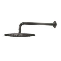 Qisani Flow hoofddouche Ø25cm met douche-arm gun metal - thumbnail