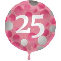 Folieballon 25 Jaar Glossy Pink (45cm) - thumbnail