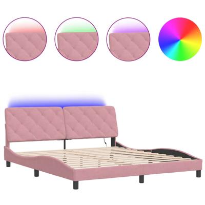 Bedframe met LED zonder matras fluweel roze 200x200 cm
