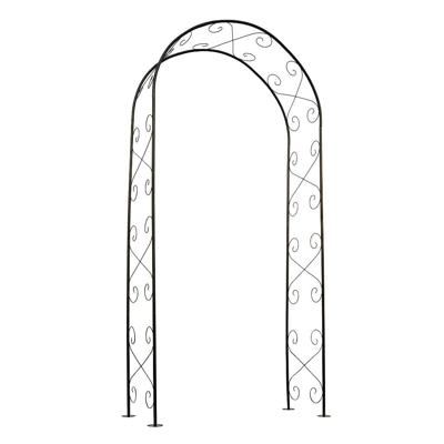 NATUUR Gegalvaniseerde stalen pergola, zwart epoxy gelakt, scroll decor - H230 x 100 x 37 cm