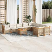 10-delige Loungeset met kussens poly rattan beige - thumbnail