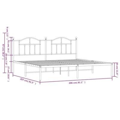 Bedframe met hoofdbord metaal wit 200x200 cm - thumbnail