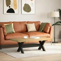 Salontafel NOAIN X-vormige poten 120x60x40 cm massief hout - thumbnail