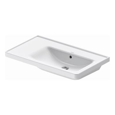Wastafel Duravit D-Neo Rand Overloop Kraanvlak Zonder Kraangat 80 cm Hoogglans Wit Rechts