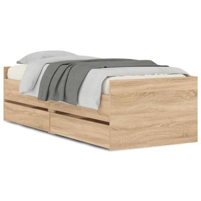 Bedframe met lades sonoma eikenkleurig 100x200 cm - thumbnail