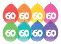 Ballonnen 60 jaar pak a 8 stuks - thumbnail