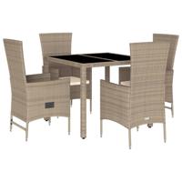 5-delige Tuinset met kussens poly rattan beige - thumbnail