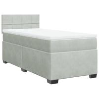 Boxspring met matras fluweel lichtgrijs 100x200 cm - thumbnail