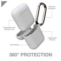 Airpods hoes van GEAR4 Apollo, beschermhoes van lichte silicone Airpods 1 en 2 hoes met aangebrachte clip, wit - thumbnail
