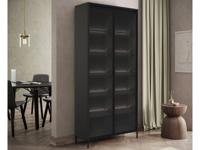 Vitrinekast TRAINING 2 deuren zwart eik met led - thumbnail