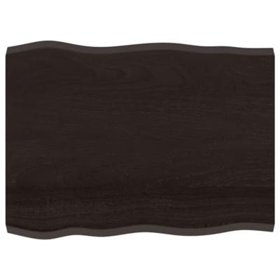 Tafelblad natuurlijke rand 80x60x(2-4) cm eikenhout donkerbruin