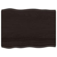 Tafelblad natuurlijke rand 80x60x(2-4) cm eikenhout donkerbruin - thumbnail