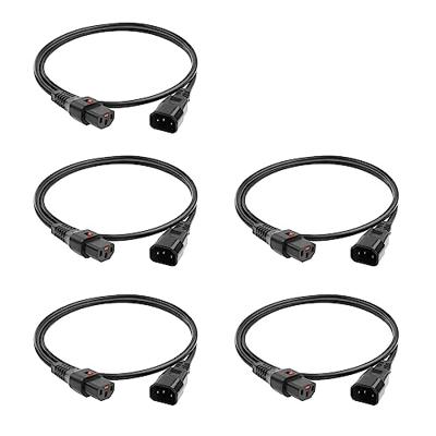 ACT Netsnoer C13 IEC Lock - C14 zwart 2 m, PC1021, 5-Pack