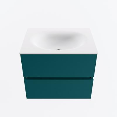 MONDIAZ VICA 60cm badmeubel onderkast Smag 2 lades. Wastafel MOON midden zonder kraangat, kleur Talc.