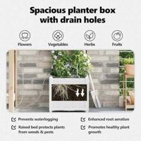 VidaXL Tuin bloempot wit 40 x 40 x 142 cm staal - thumbnail