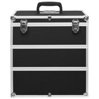 Make-up koffer 37x24x40 cm aluminium zwart - thumbnail