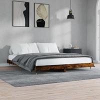 Bedframe bewerkt hout gerookt eikenkleurig 200x200 cm - thumbnail