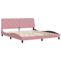 Bedframe met LED zonder matras fluweel roze 180x200 cm - thumbnail