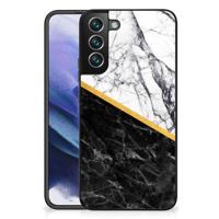 Samsung Galaxy S22 Plus Marmeren Print Telefoonhoesje Marmer Wit Zwart - Origineel Cadeau Man - thumbnail