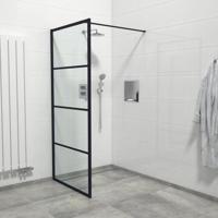 Marenza Bellini Inloopdouche - 90x200cm - frame lines buitenzijde - antikalk - mat zwart Lines -90 - thumbnail