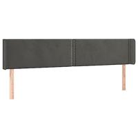 Hoofdbord met randen 203x16x78/88 cm fluweel donkergrijs - thumbnail