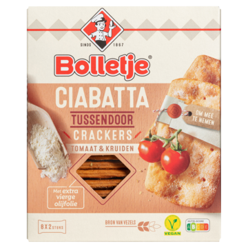 Bolletje Ciabatta Crackers Tomaat & Kruiden 8 x 2 Stuks 190 g bij Jumbo
