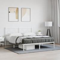 Bedframe met hoofdbord metaal wit 150x200 cm - thumbnail