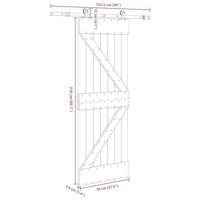 Schuifdeur met beslag 70x210 cm massief grenenhout - thumbnail
