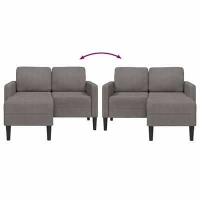 2-zitsbank met ligstoel L-vormig lichtgrijs 125 cm linnen