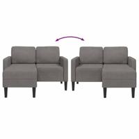 2-zitsbank met ligstoel L-vormig lichtgrijs 125 cm linnen - thumbnail