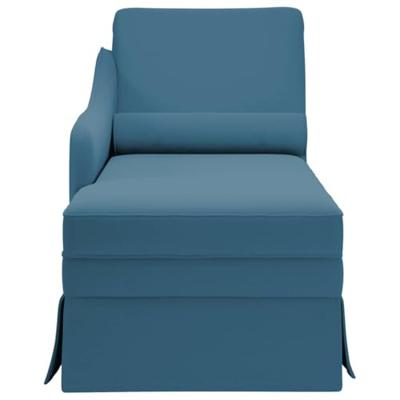 Chaise longue met bolster en rechterarmleuning fluweel blauw Chaise longue met bolster en rechterarmleuning fluweel blauw