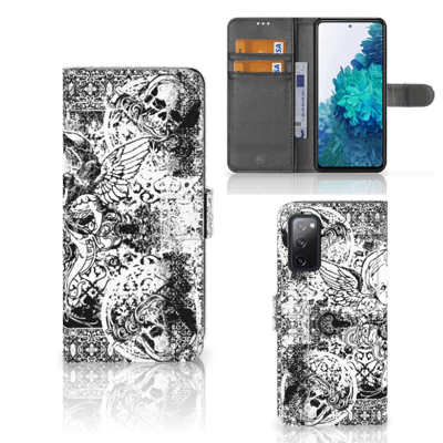 Telefoonhoesje met Naam Samsung Galaxy S20 FE Skulls Angel | Portemonnee hoesje