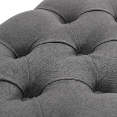 Bank 110x38x48 cm linnen massief hout lichtgrijs Bank 110x38x48 cm linnen massief hout lichtgrijs