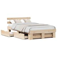 Bedframe met hoofdeinde Bruin 135 x 190 cm Massief grenenhout - thumbnail