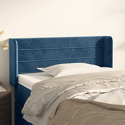 Hoofdbord met randen 93x16x78/88 cm fluweel donkerblauw