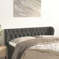 Hoofdbord met randen 147x23x78/88 cm fluweel donkergrijs - thumbnail