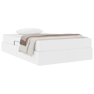 Opbergbed met matras met matras Wit 120 x 190 cm Nep Leer