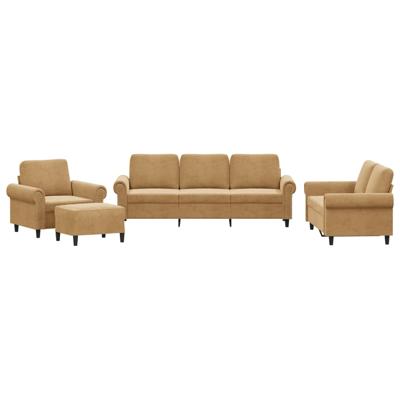 4-delige Loungeset met kussens fluweel bruin - thumbnail