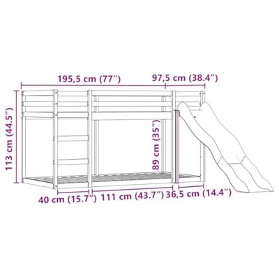 Stapelbed met glijbaan en gordijnen roze 90x190 cm