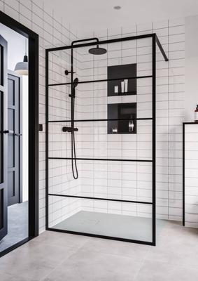 Saqu Miralo industriële inloopdouche incl. antikalk 90x200cm mat zwart