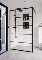 Saqu Miralo industriële inloopdouche incl. antikalk 90x200cm mat zwart - thumbnail