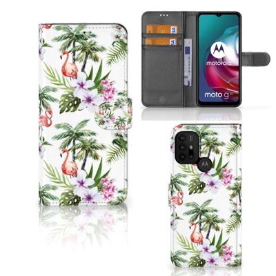 Motorola Moto G10 | G20 | G30 | Telefoonhoesje | Met pasjeshouder | Flamingo Palms
