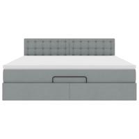 Ottoman bed met matras en LED's 90x190cm stof lichtgrijs - thumbnail