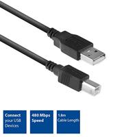 ACT AC3032 USB 2.0 Aansluitkabel USB-A Male/USB-B Male - 1,8 meter - thumbnail