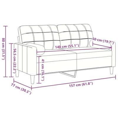 Tweezitsbank met sierkussens 140 cm fluweel donkergrijs