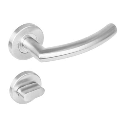 Deurkruk 1277 half rond 90°op rond rozet staal met 7mm nok met WC 8mm RVS