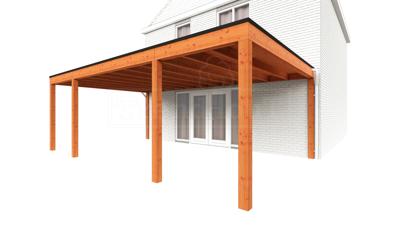 Trendhout Aanbouwveranda Modena 720x485 cm- Plat dak- Hout- Trendhout