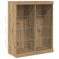 Dressoir artisanaal eikenkleurig 41 x 37 x 100 cm Bewerkt hout - thumbnail